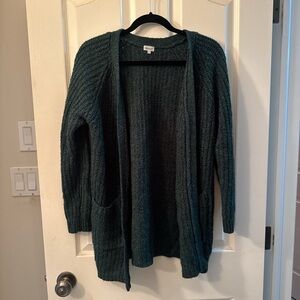 Kismet Dark Green Open-Front Cardigan